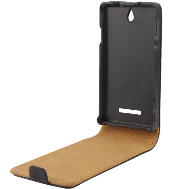 Vertical Flip Leather Case for Sony Xperia E Dual / C1605 (Black)
