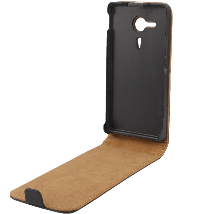 High Quality Vertical Flip Leather Case for Sony Xperia SP / M35h  (Black)