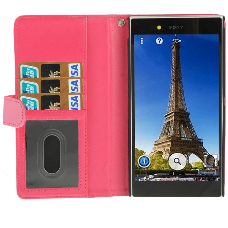 Soft Leather Case with Credit Card Slots & Holder for Sony Xperia Z Ultra / XL39H (Magenta)