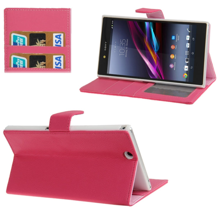 Litchi Texture Horizontal Flip Leather Case with Credit Card Slots & Holder for Sony Xperia Z Ultra / XL39h