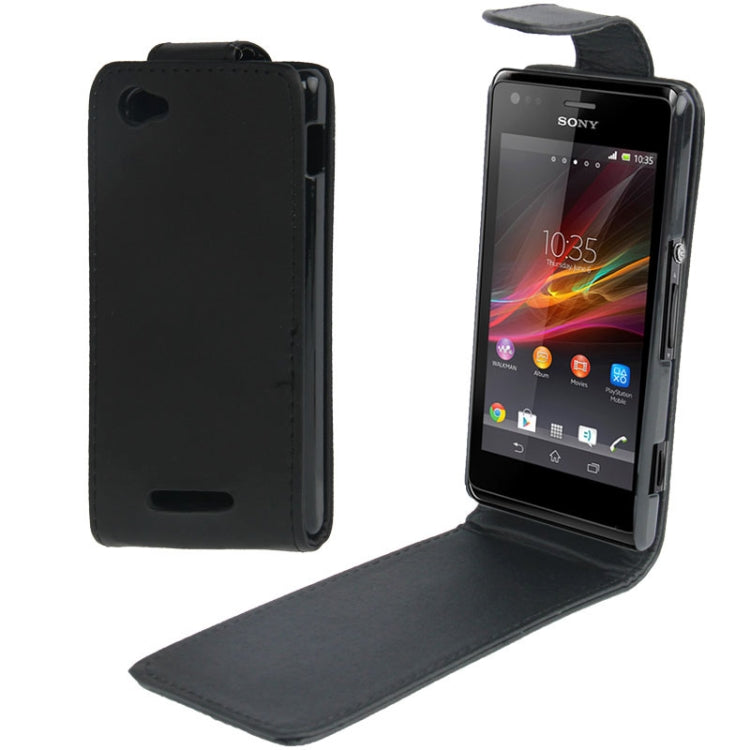 Vertical Flip Leather Case for Sony Xperia M / C1905  (Black)