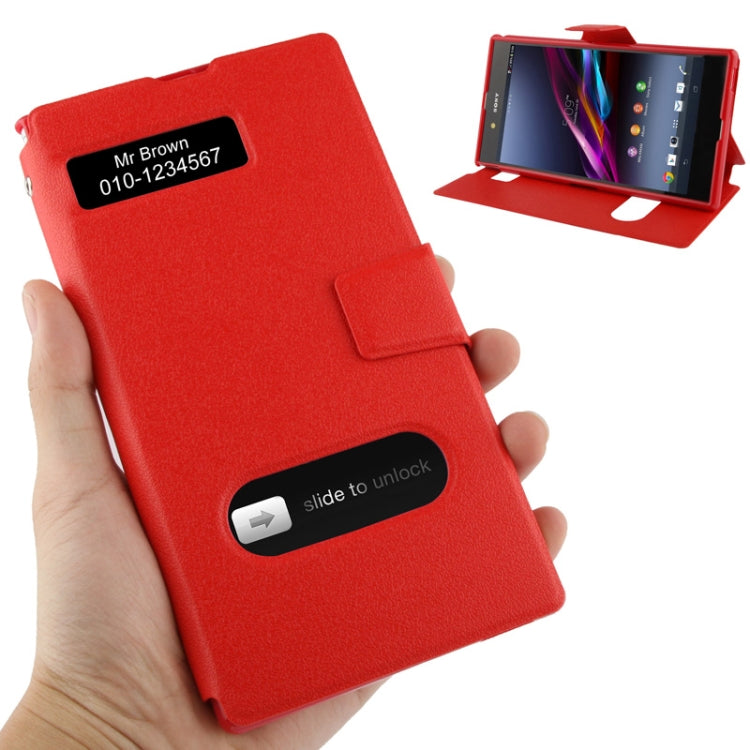 Pebble Texture Leather Case with Call Display ID & Holder for Sony Xperia Z Ultra / XL39H