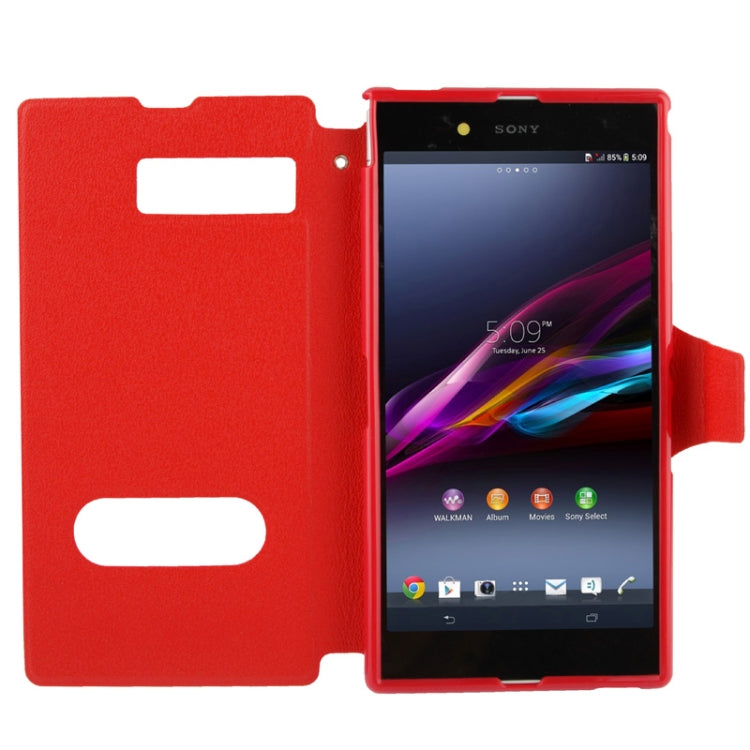 Pebble Texture Leather Case with Call Display ID & Holder for Sony Xperia Z Ultra / XL39H