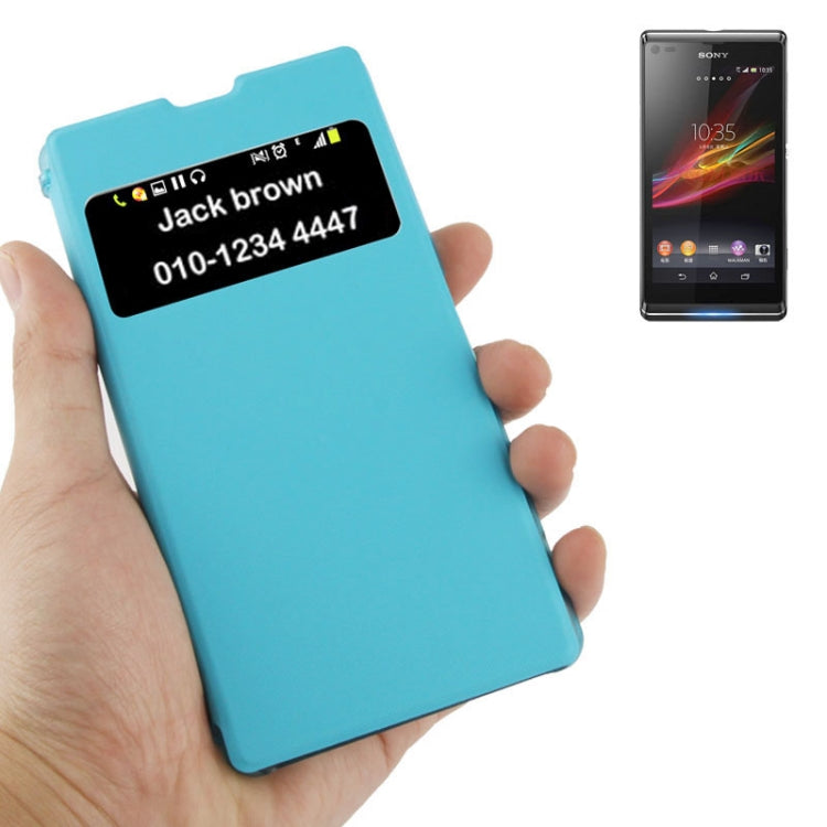 Flip Leather Cover Transparent Frosted Plastic Case with Call Display ID for Sony Xperia Z1 / L39h / Honami / C6902 / Xperia i1