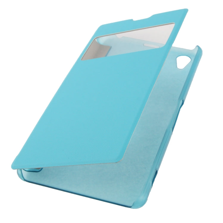 Flip Leather Cover Transparent Frosted Plastic Case with Call Display ID for Sony Xperia Z1 / L39h / Honami / C6902 / Xperia i1