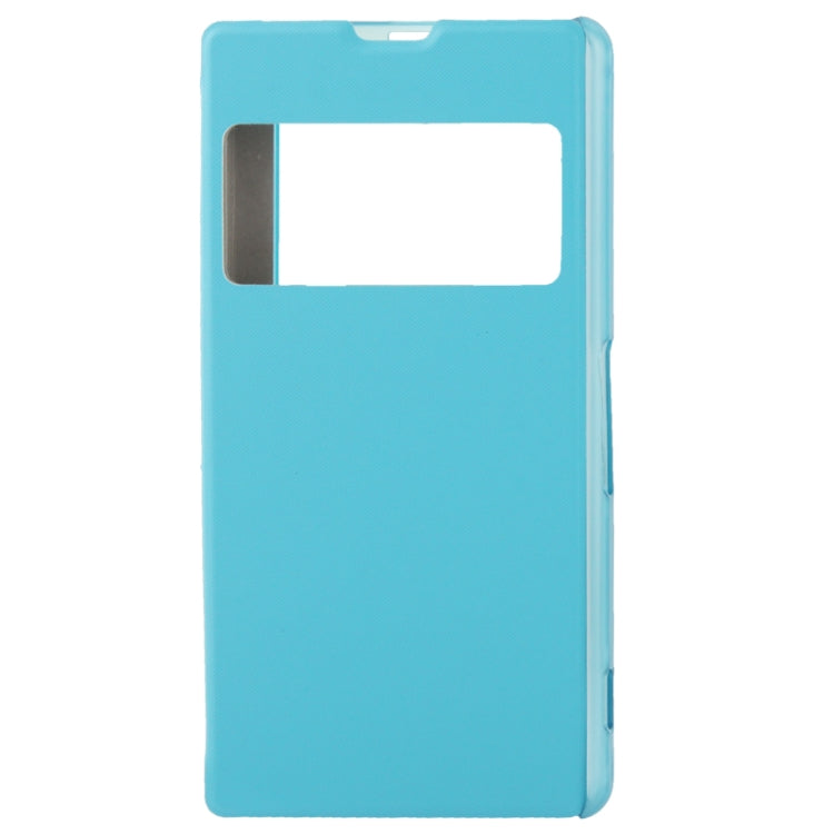 Flip Leather Cover Transparent Frosted Plastic Case with Call Display ID for Sony Xperia Z1 / L39h / Honami / C6902 / Xperia i1