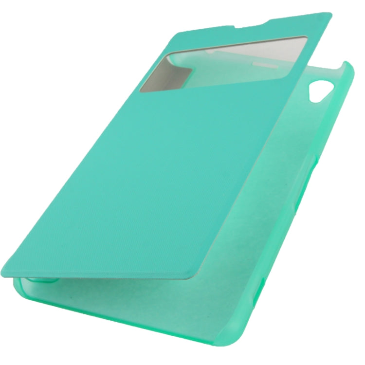 Flip Leather Cover Transparent Frosted Plastic Case with Call Display ID for Sony Xperia Z1 / L39h / Honami / C6902 / Xperia i1