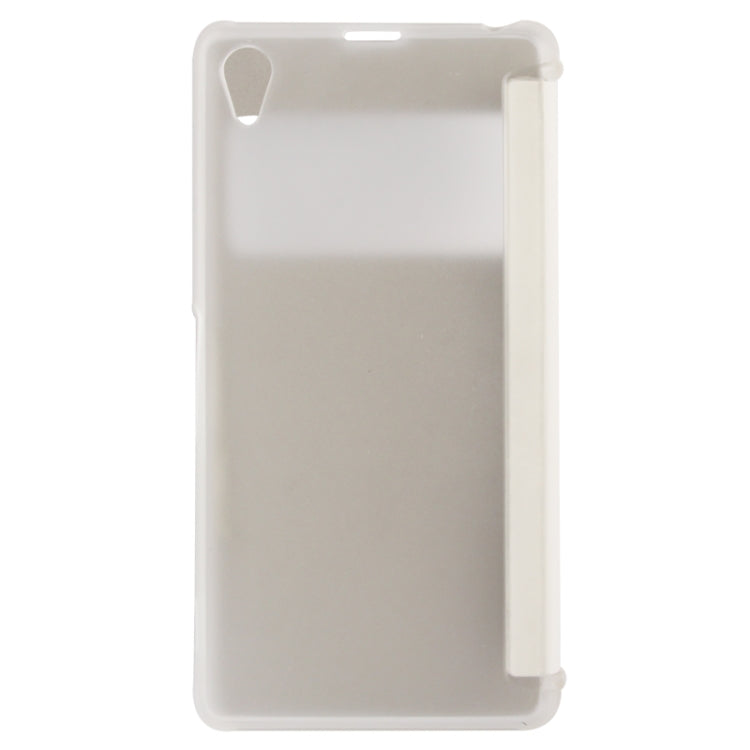 Flip Leather Cover Transparent Frosted Plastic Case with Call Display ID for Sony Xperia Z1 / L39h / Honami / C6902 / Xperia i1