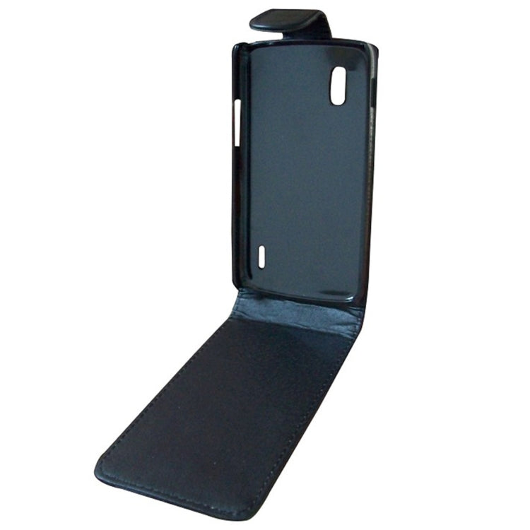 Pure Color Vertical Flip Soft Leather Case for LG Nexus 4 / E960(Black)