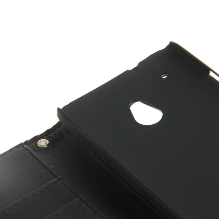 Horizontal Flip Magnetic Buckle Leather Protective Case with Holder & Credit Card Slots for HTC One mini / M4 (Black)