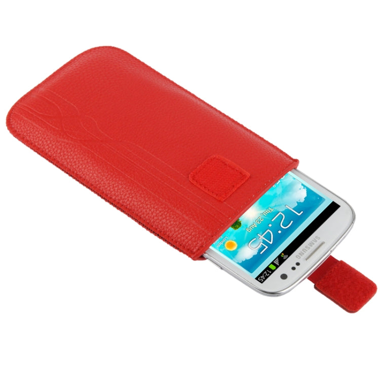Litchi Texture Leather Case Pocket Sleeve Bag with Pull Up Tab for LG P920 / Optimus 3D / Nokia Lumia 925 / 720 / 920 / Sony LT26i / LT29i / M35h / LT18i / HTC One S / HTC G18 / G19 / BlackBerry Z10 / Motorola XT910 / LG P705 / Samsung i9190 / i9100