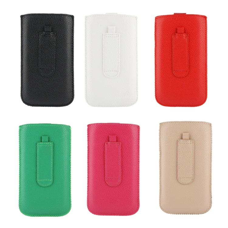 Litchi Texture Leather Case Pocket Sleeve Bag with Pull Up Tab for LG P920 / Optimus 3D / Nokia Lumia 925 / 720 / 920 / Sony LT26i / LT29i / M35h / LT18i / HTC One S / HTC G18 / G19 / BlackBerry Z10 / Motorola XT910 / LG P705 / Samsung i9190 / i9100