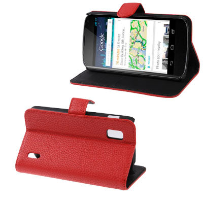 Litchi Texture Leather Case with Credit Card Slot & Holder for LG E960 Nexus 4
