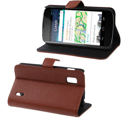 Litchi Texture Leather Case with Credit Card Slot & Holder for LG E960 Nexus 4
