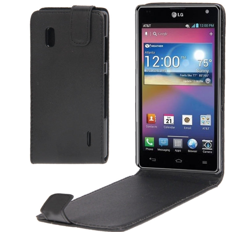 Vertical Flip Leather Case for LG Optimus G / E970 (Black)