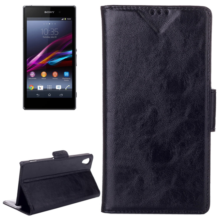 Oil Leather Case with Credit Card Slot & Holder for Sony Xperia Z1 / L39h