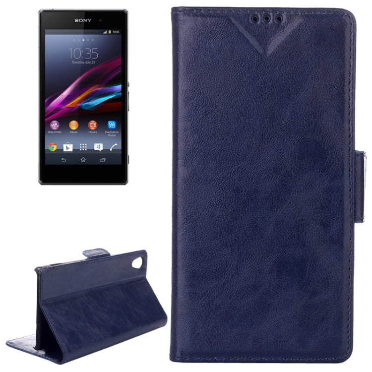 Oil Leather Case with Credit Card Slot & Holder for Sony Xperia Z1 / L39h