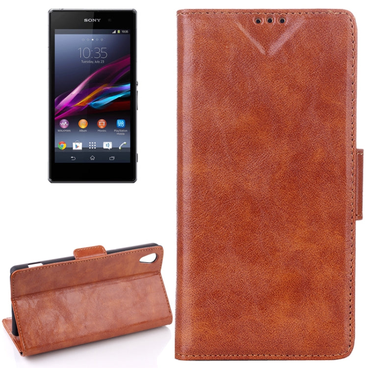 Oil Leather Case with Credit Card Slot & Holder for Sony Xperia Z1 / L39h