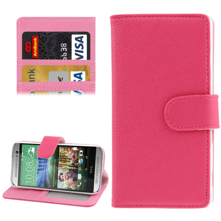 Litchi Texture Flip Leather Case with Card Slots & Holder for HTC One M8 Mini