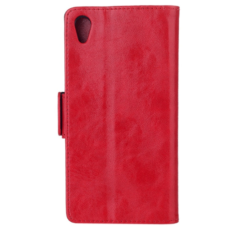 Oil Leather Case with Credit Card Slot & Holder for Sony Xperia Z2 / L50w (Red)