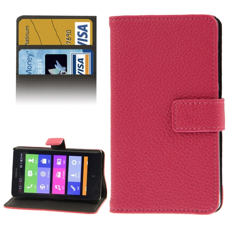 Litchi Texture Leather Case with Holder & Credit Card Slot for Nokia X