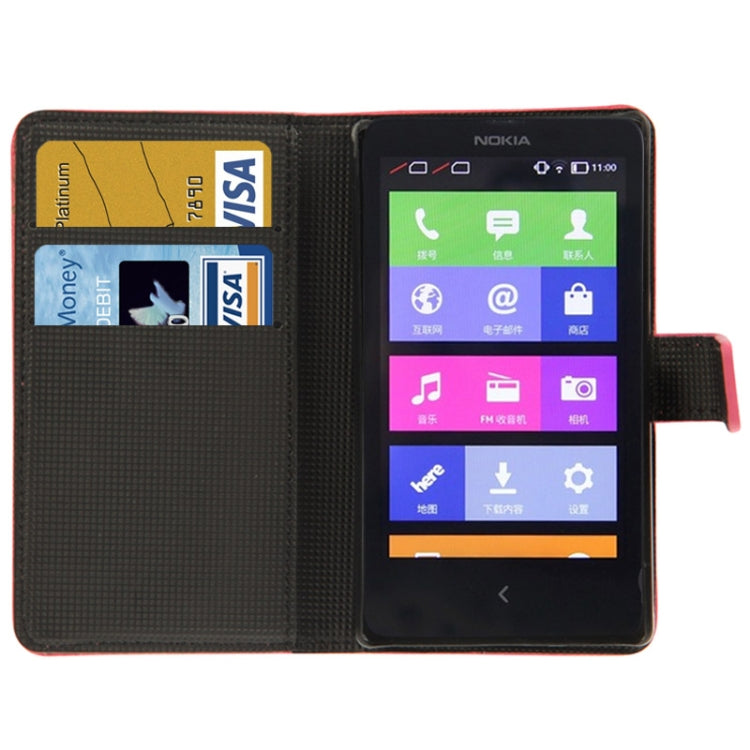 Litchi Texture Leather Case with Holder & Credit Card Slot for Nokia X