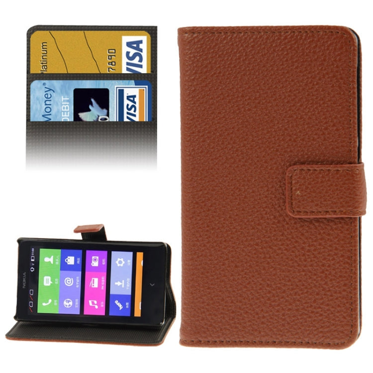 Litchi Texture Leather Case with Holder & Credit Card Slot for Nokia X