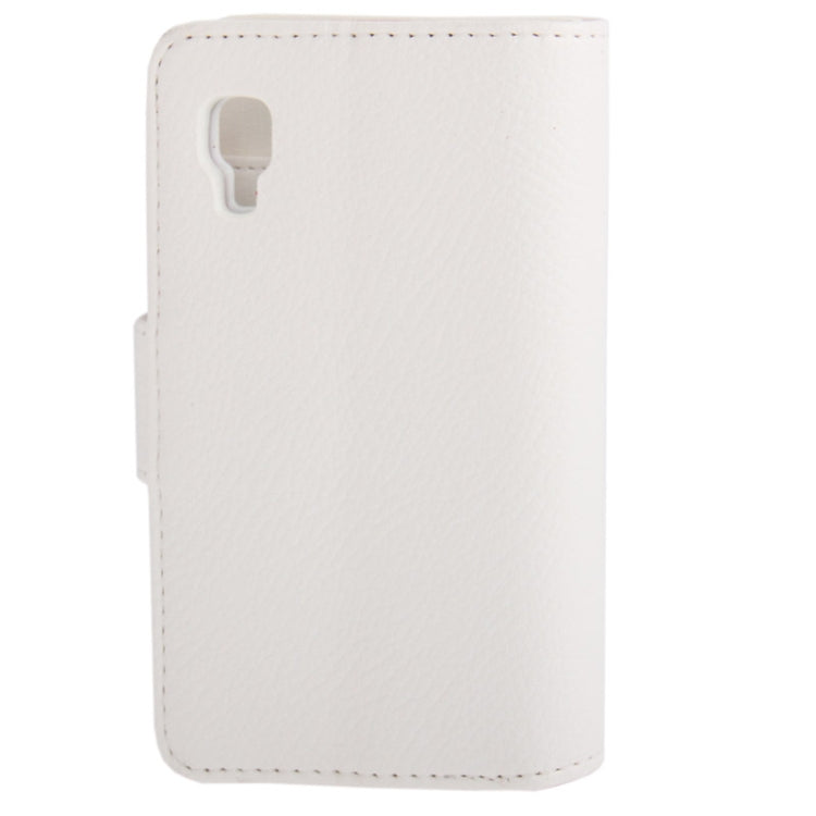 Litchi Texture Flip Leather Case with Credit Slots & Holder for LG Optimus L4 II / E440 (White)