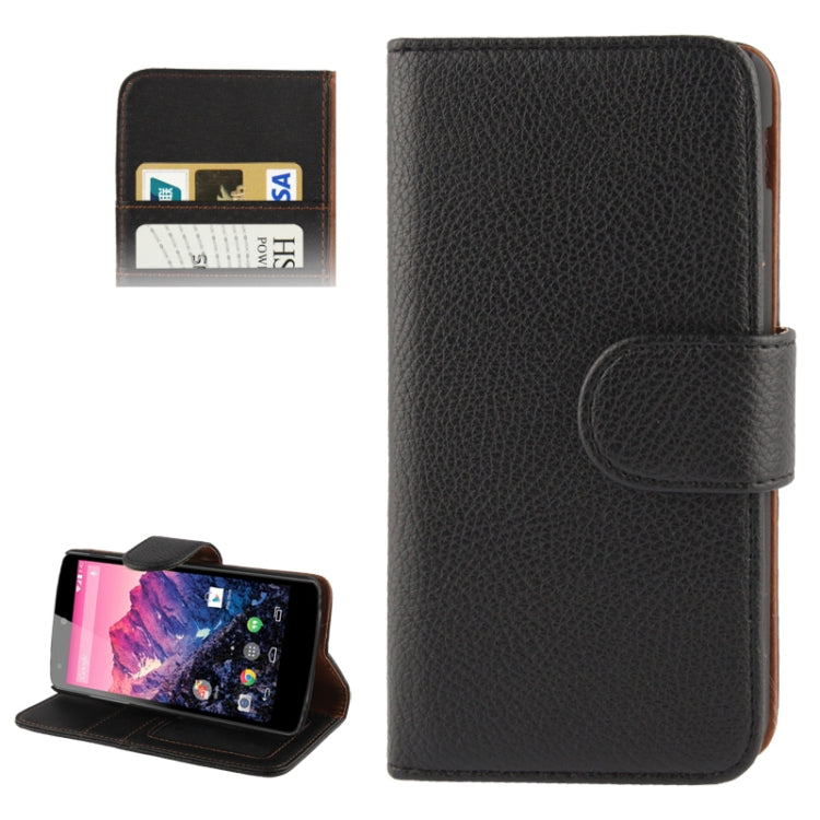 Litchi Texture Horizontal Flip Leather Case with Credit Card Slots & Holder for Google Nexus 5 / D820 / D821
