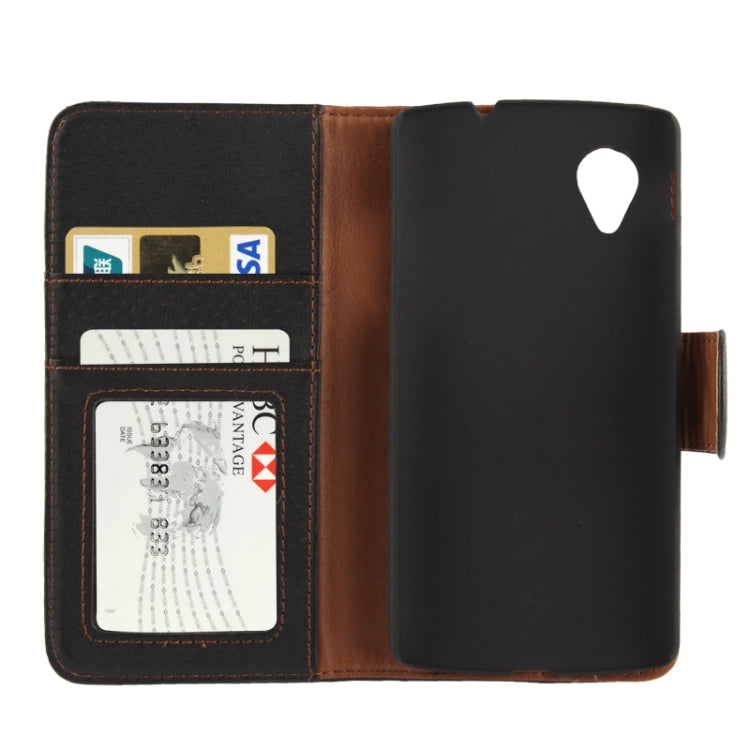 Litchi Texture Horizontal Flip Leather Case with Credit Card Slots & Holder for Google Nexus 5 / D820 / D821