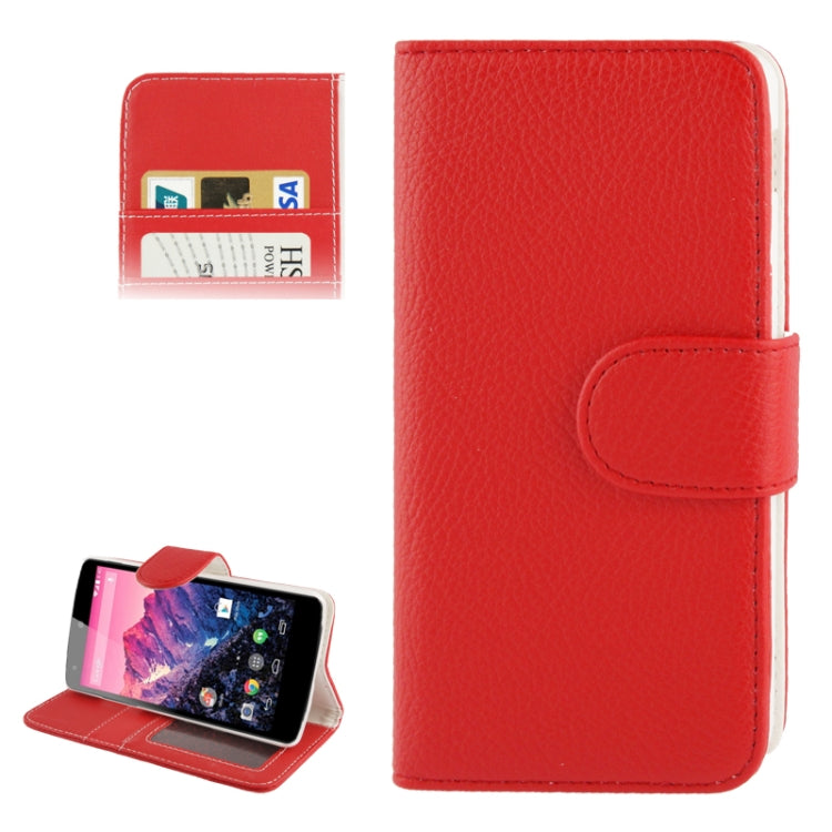 Litchi Texture Horizontal Flip Leather Case with Credit Card Slots & Holder for Google Nexus 5 / D820 / D821