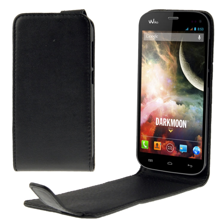 Vertical Flip Leather Case for Wiko Darkmoon(Black)