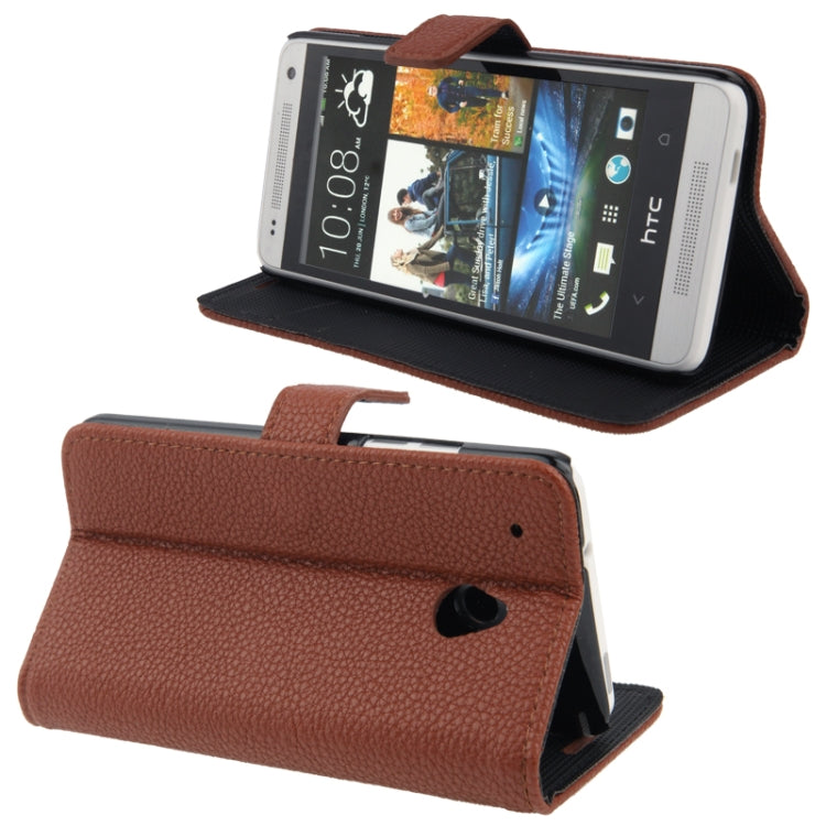 Litchi Texture Leather Case with Credit Card Slot & Holder for HTC One mini / M4