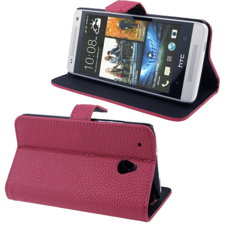 Litchi Texture Leather Case with Credit Card Slot & Holder for HTC One mini / M4