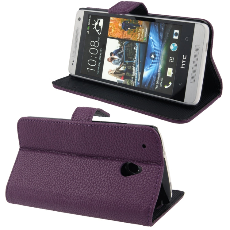 Litchi Texture Leather Case with Credit Card Slot & Holder for HTC One mini / M4
