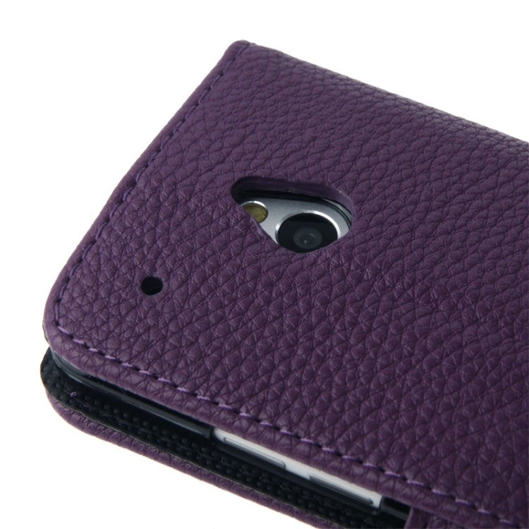 Litchi Texture Leather Case with Credit Card Slot & Holder for HTC One mini / M4