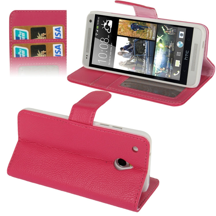 Litchi Texture Horizontal Flip Leather Case with Credit Card Slots & Holder for HTC One mini / M4