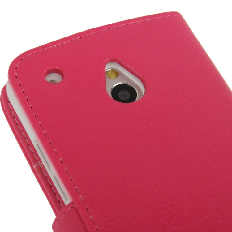 Litchi Texture Horizontal Flip Leather Case with Credit Card Slots & Holder for HTC One mini / M4
