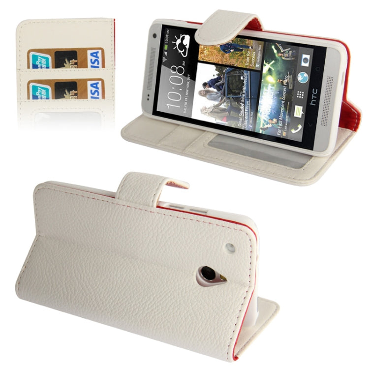 Litchi Texture Horizontal Flip Leather Case with Credit Card Slots & Holder for HTC One mini / M4