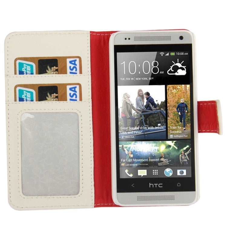 Litchi Texture Horizontal Flip Leather Case with Credit Card Slots & Holder for HTC One mini / M4