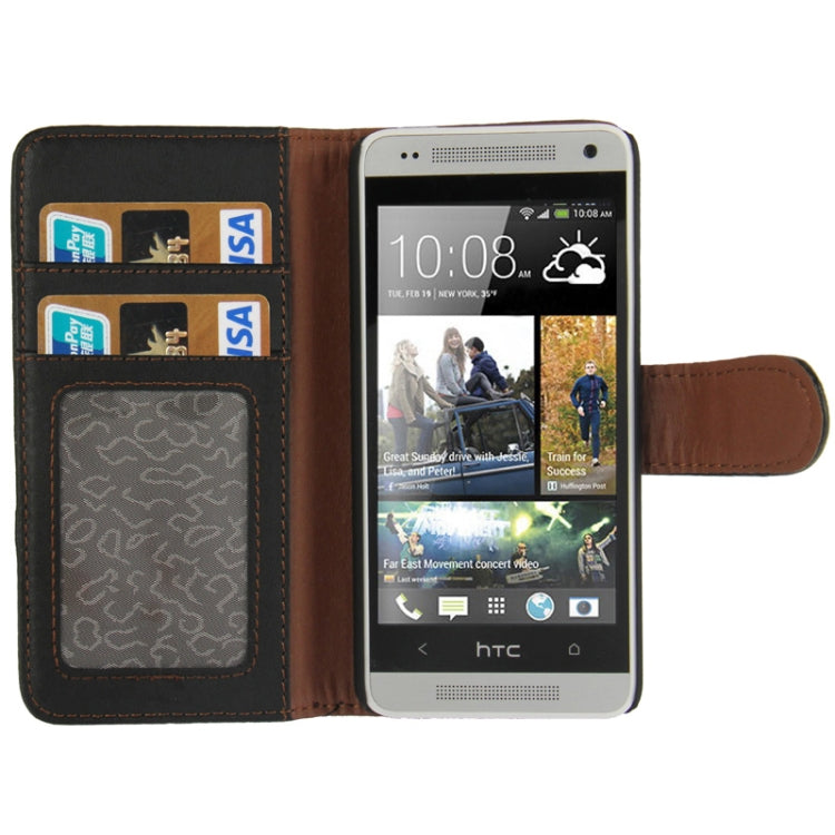 Litchi Texture Horizontal Flip Leather Case with Credit Card Slots & Holder for HTC One mini / M4