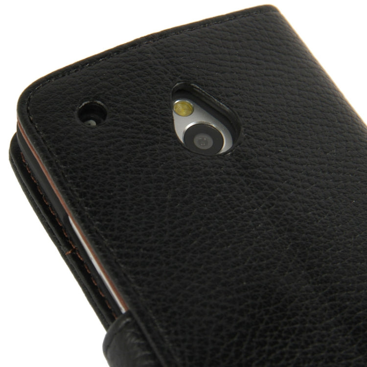 Litchi Texture Horizontal Flip Leather Case with Credit Card Slots & Holder for HTC One mini / M4