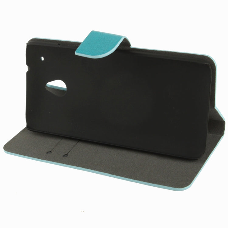 Crazy Horse Texture Horizontal Flip Leather Case with Credit Card Slots & Holder for HTC One mini / M4 (Turquoise)