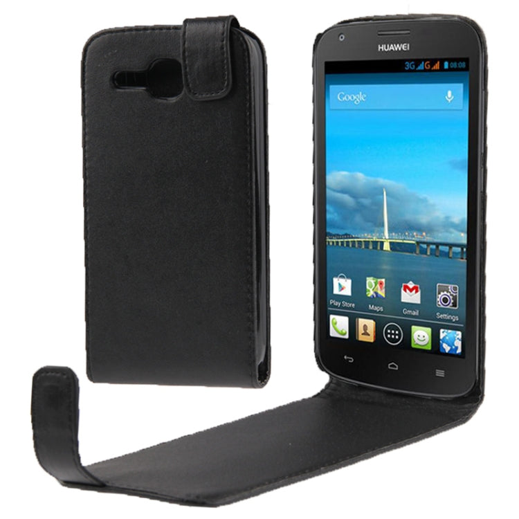 Vertical Flip Leather Case for Huawei Ascend Y600 (Black)