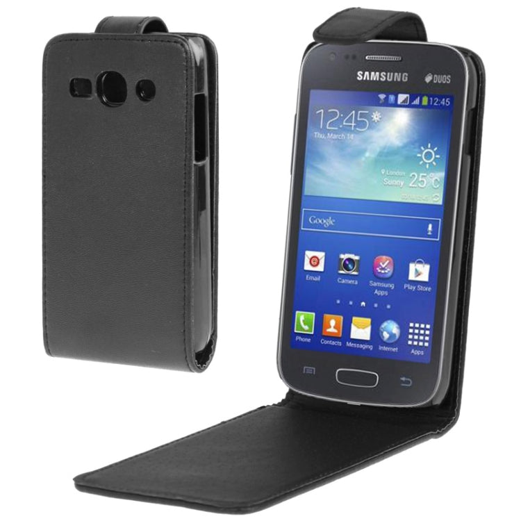 Vertical Flip Leather Case for Galaxy Ace 3 / S7272(Black)