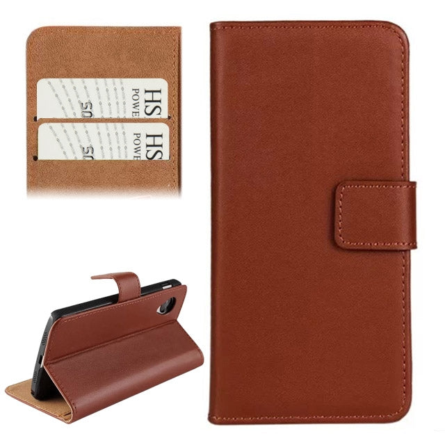 Horizontal Flip Top-grain Leather Case with Card Slots & Holder for