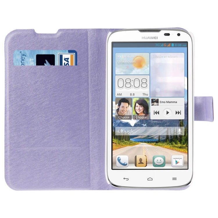 Hairline Texture Flip Leather Case with Credit Card Slots & Holder for Huawei G610