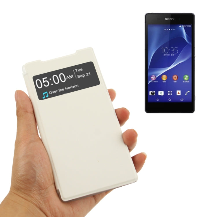 Cloth Texture Horizontal Flip Leather Case with Call Display ID for Sony Xperia Z2 / L50w