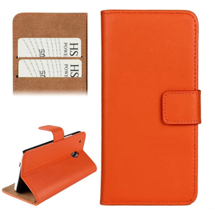 Horizontal Flip Top-grain Leather Case with Card Slots & Holder for HTC One mini / M4