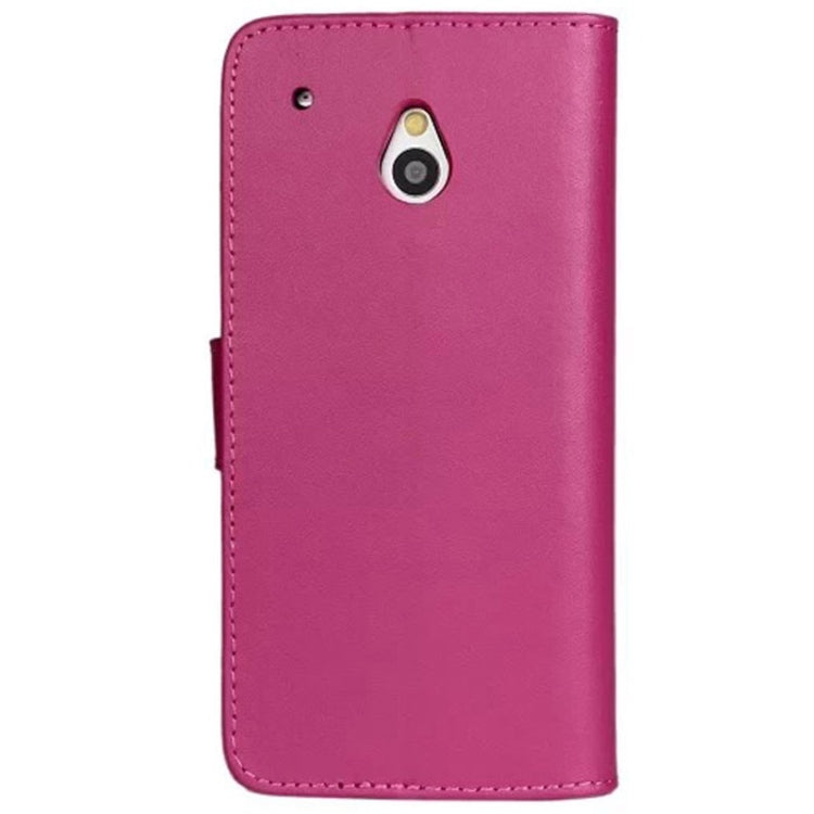 Horizontal Flip Top-grain Leather Case with Card Slots & Holder for HTC One mini / M4
